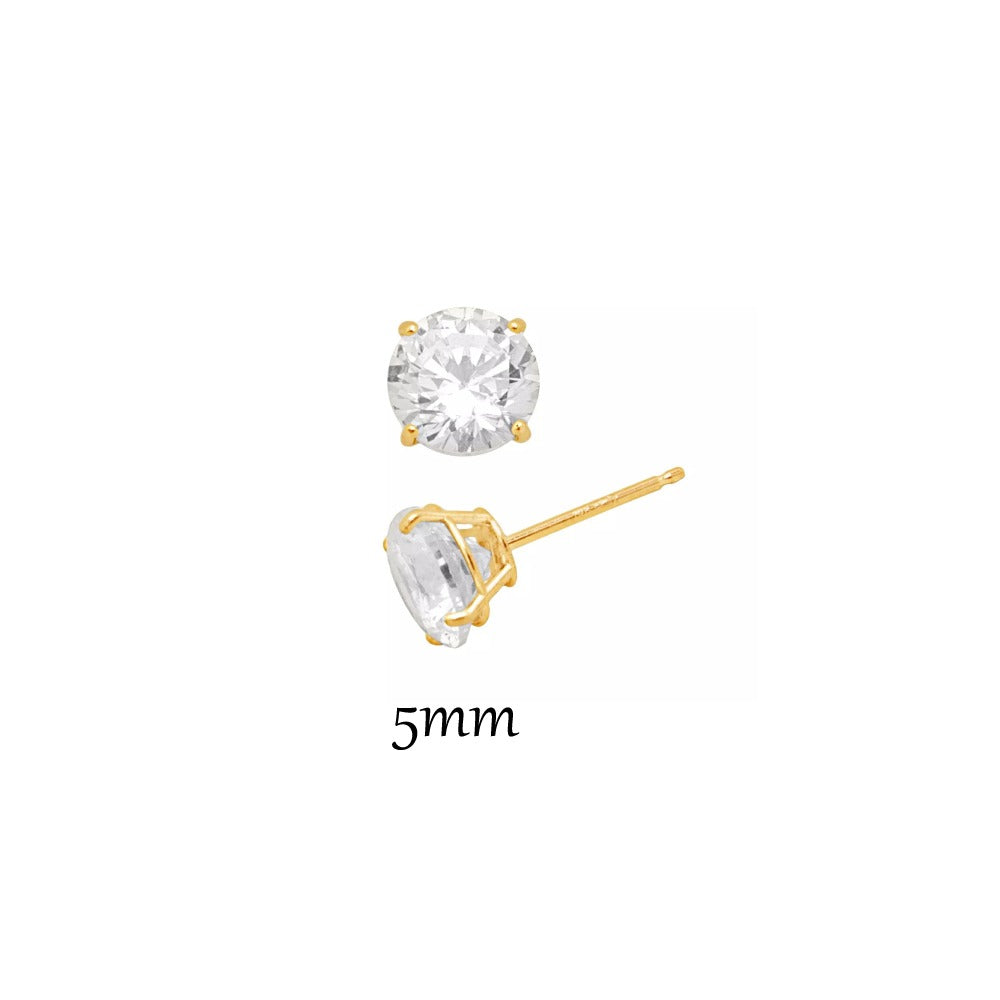 Earlobe Piercing Cartilage Stud Womens Girls 4mm 5mm 10k Yellow Gold Perfect Gifts Fashion