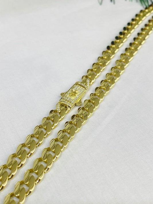 Mens Monaco Cuban Chain Necklace Chocker Womens 18" 20g 7mm  in 14K Yellow Gold