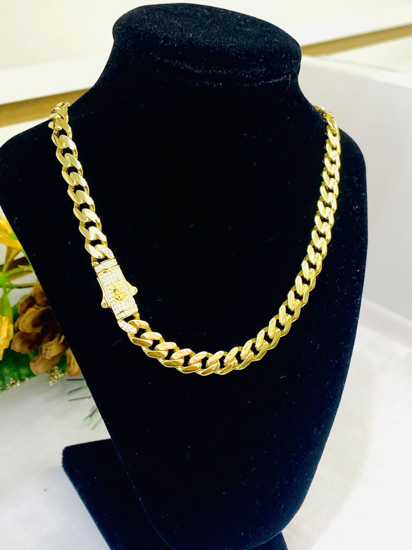 Mens Monaco Cuban Chain Necklace Chocker Womens 18" 20g 7mm  in 14K Yellow Gold