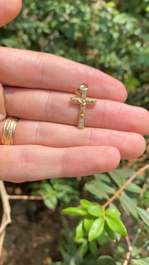 CZ Small 24x14mm Kids Baby Boys Girls Cross Pendant Charm Medal