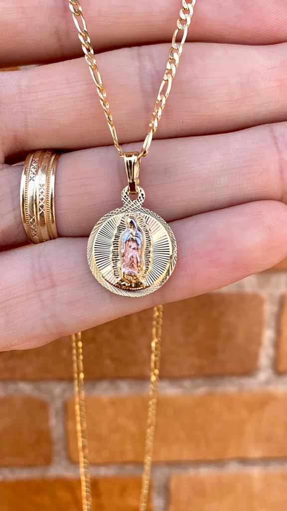 Virgen de Guadalupe Necklace Pendant Charm 18x11mm For Mens Womens 14K Gold Filled