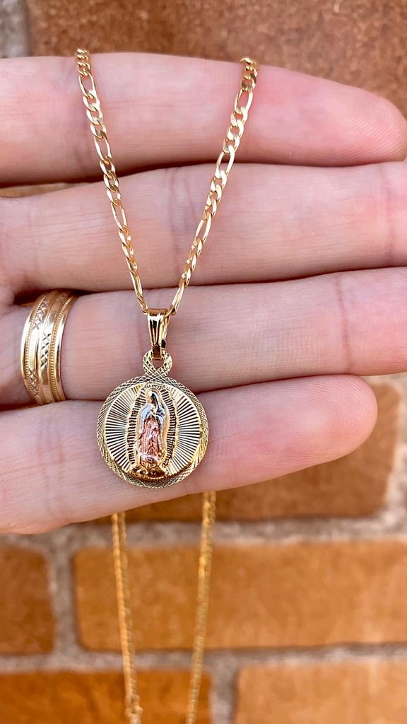 Virgen de Guadalupe Necklace Pendant Charm 18x11mm For Mens Womens 14K Gold Filled