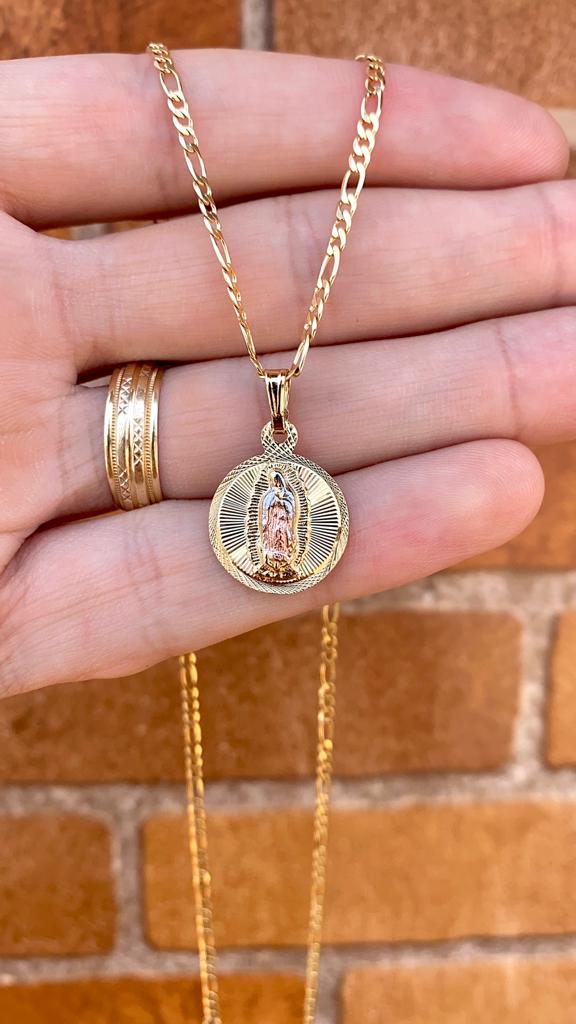 Virgen de Guadalupe Necklace Pendant Charm 18x11mm For Mens Womens 14K Gold Filled