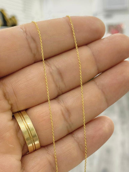 Baby kids Boys Girls Cable Link Chain Necklace 14K Yellow Gold Gifts Dainty Adjustable Chain