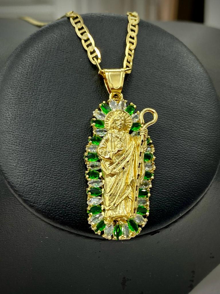 San Judas Necklace CZ Pendant Charm St Jude 14K Gold Filled Mariner Chain Men Women Dije San Juditas