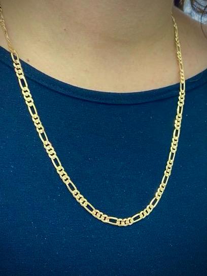 14K Gold Filled Figaro Link Chain Necklace 4mm For Mens Womens Thick Jewelry Design Gifts