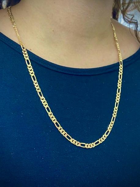 14K Gold Filled Figaro Link Chain Necklace 4mm For Mens Womens Thick Jewelry Design Gifts