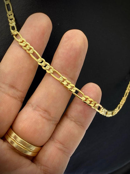 14K Gold Filled Figaro Link Chain Necklace 4mm For Mens Womens Thick Jewelry Design Gifts