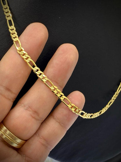 14K Gold Filled Figaro Link Chain Necklace 4mm For Mens Womens Thick Jewelry Design Gifts