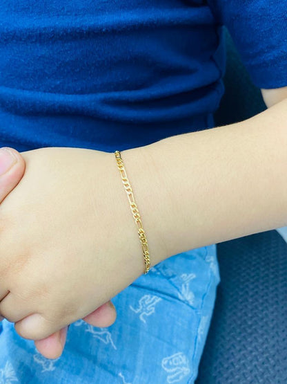 Baby Bracelet Girls Boys Jewelry Newborn Figaro Link 14K Gold Filled Pulsera Ninos