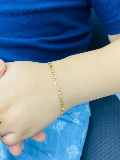 Baby Bracelet Girls Boys Jewelry Newborn Figaro Link 14K Gold Filled Pulsera Ninos