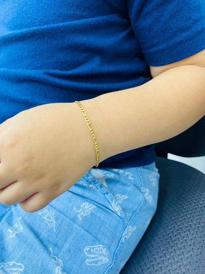 Baby Bracelet Girls Boys Jewelry Newborn Figaro Link 14K Gold Filled Pulsera Ninos