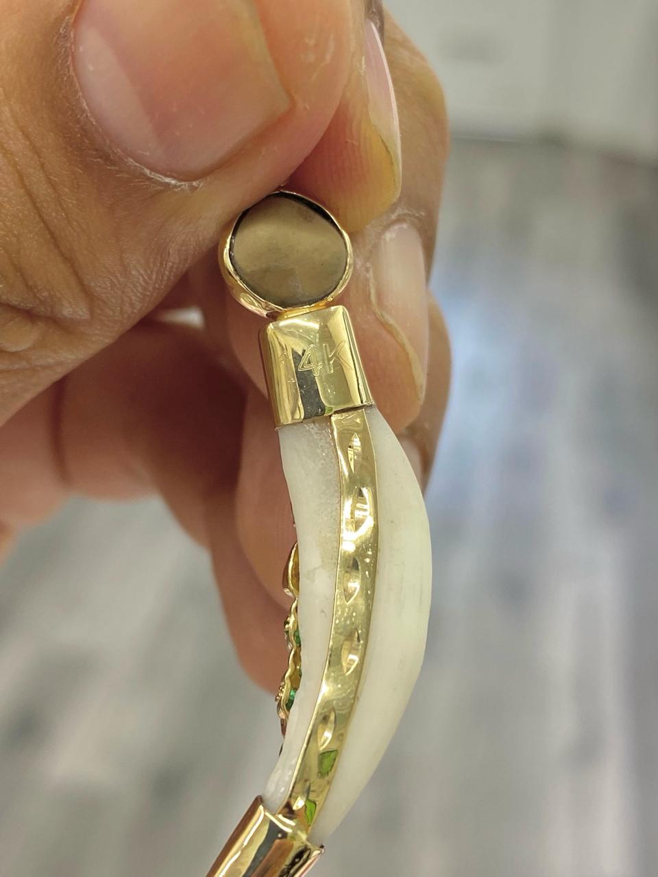 Colmillo de Coyote San Judas Charm Pendant for Mens Colmillo Teeth 14K Yellow Gold