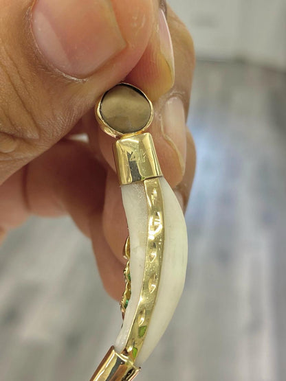 Colmillo de Coyote San Judas Charm Pendant for Mens Colmillo Teeth 14K Yellow Gold