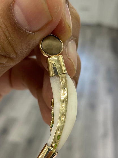 Colmillo de Coyote San Judas Charm Pendant for Mens Colmillo Teeth 14K Yellow Gold