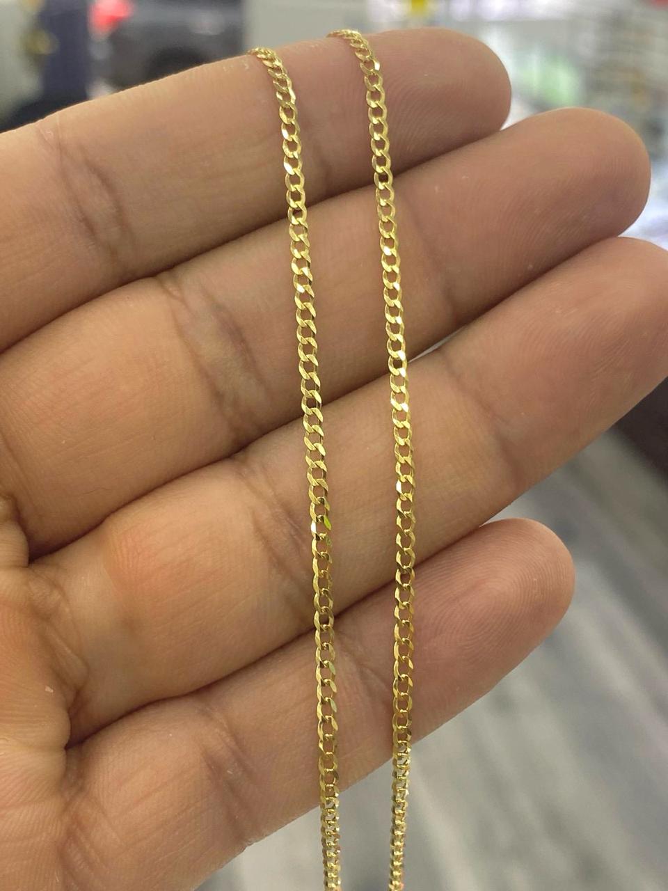 2mm Miami Curb Link Chain Necklace in 14K Yellow Gold for Babies Kids 16" Fashion Design