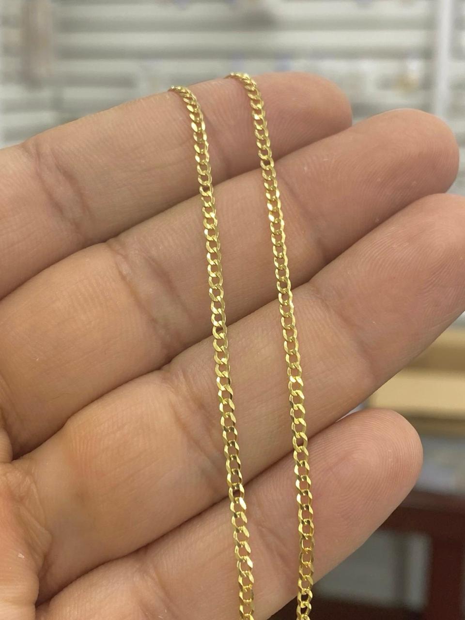 2mm Miami Curb Link Chain Necklace in 14K Yellow Gold for Babies Kids 16" Fashion Design