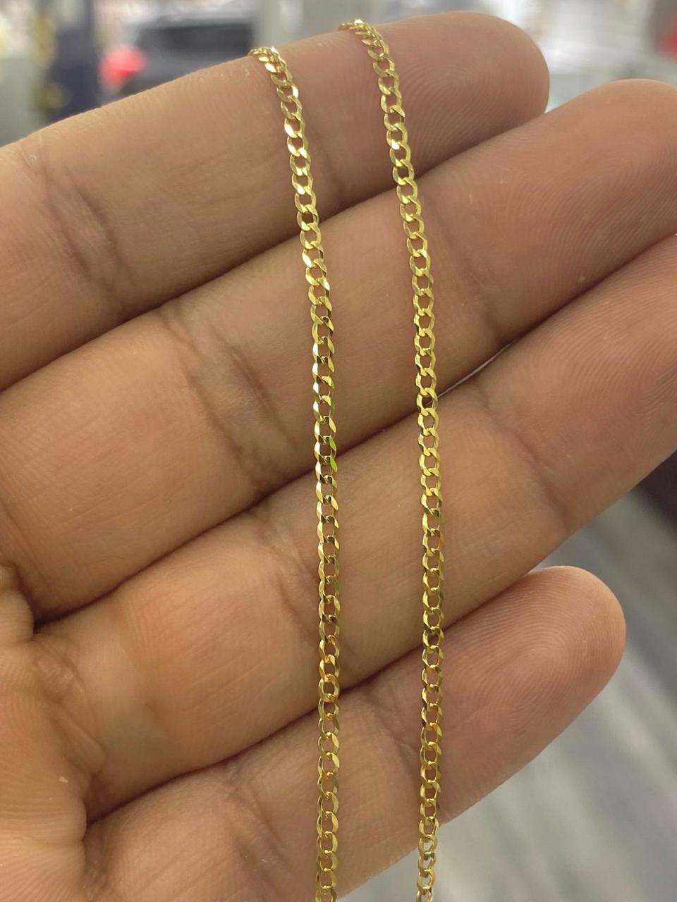 2mm Miami Curb Link Chain Necklace in 14K Yellow Gold for Babies Kids 16" Fashion Design