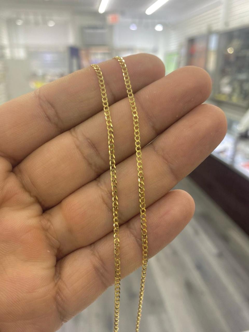 2mm Miami Curb Link Chain Necklace in 14K Yellow Gold for Babies