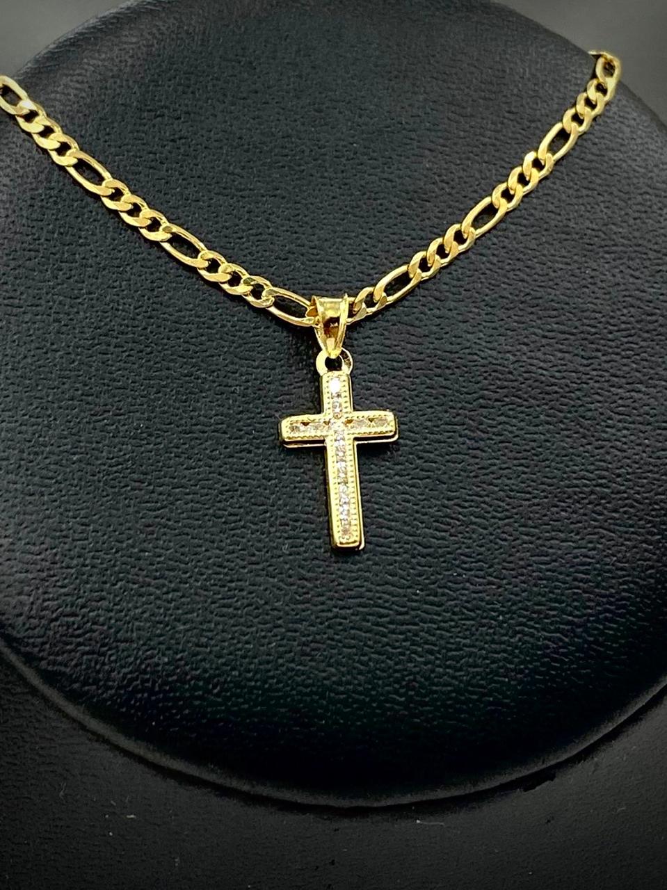 Small Cross Necklace Pendant CZ 14K Gold Filled Womens Kids