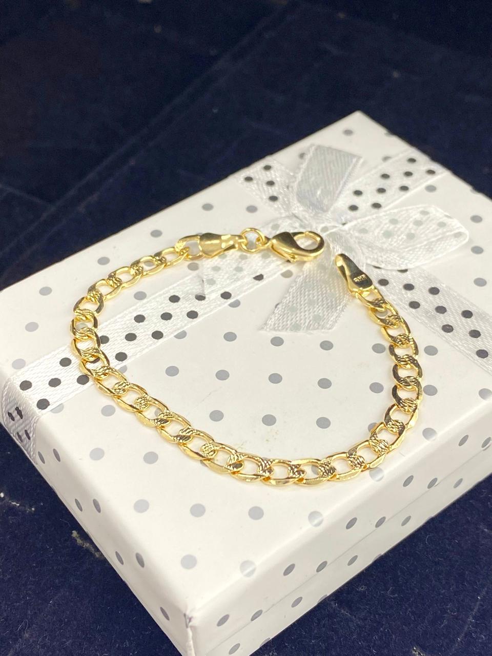 Baby Kids Curb Bracelet 5.5" Diamond Cut Design 14K Gold Filled Gifts for Childrens