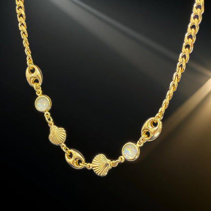 Sea Charms Anklet Bracelet 10" For Womens 14K Gold Filled Foot Bracelet Tobillera Anchor