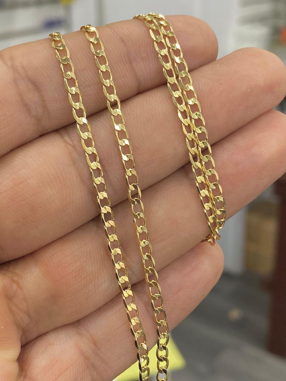 Miami Curb Necklace For Womens Mens Chains 14K Gold Filled Fashion Cadena 24" Stylish