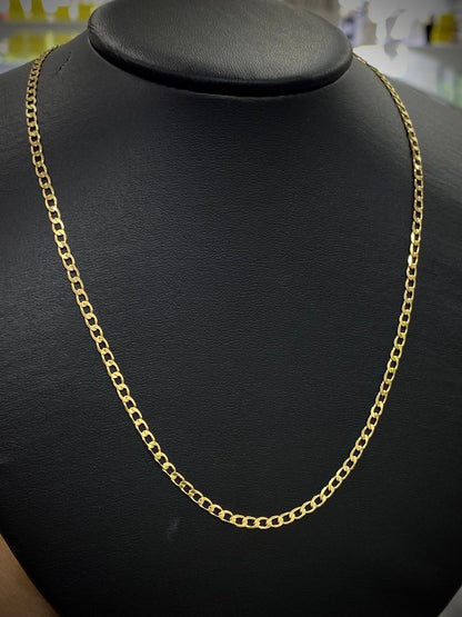 Miami Curb Necklace For Womens Mens Chains 14K Gold Filled Fashion Cadena 24" Stylish