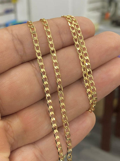 Miami Curb Necklace For Womens Mens Chains 14K Gold Filled Fashion Cadena 24" Stylish