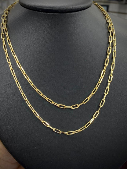 14K Gold Filled Paper Clip Chain Necklace for Women Girls 3.5mm Chocker Stylish