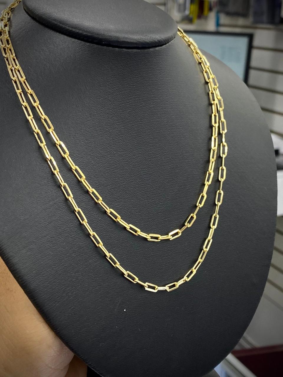 14K Gold Filled Paper Clip Chain Necklace for Women Girls 3.5mm Chocker Stylish