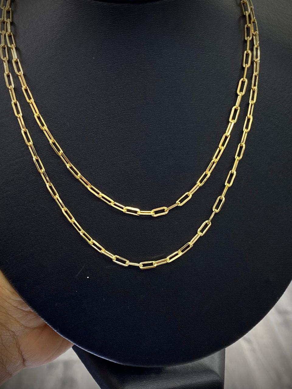 14K Gold Filled Paper Clip Chain Necklace for Women Girls 3.5mm Chocker Stylish