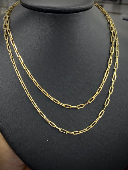 14K Gold Filled Paper Clip Chain Necklace for Women Girls 3.5mm Chocker Stylish