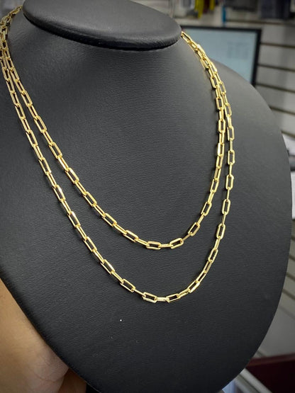 14K Gold Filled Paper Clip Chain Necklace for Women Girls 3.5mm Chocker Stylish