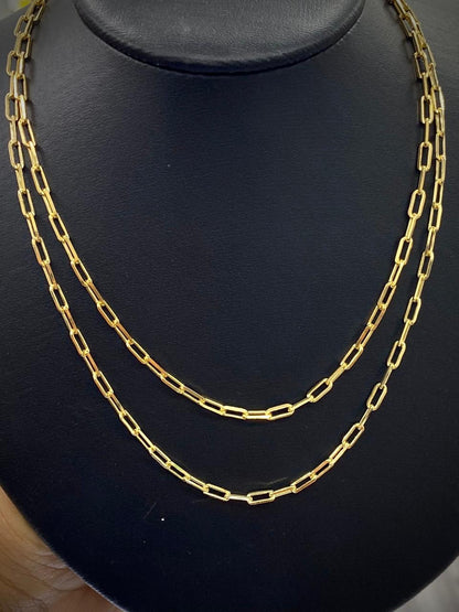 14K Gold Filled Paper Clip Chain Necklace for Women Girls 3.5mm Chocker Stylish