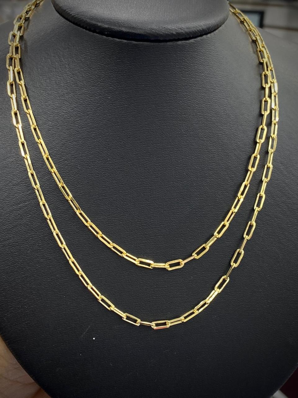 14K Gold Filled Paper Clip Chain Necklace for Women Girls 3.5mm Chocker Stylish