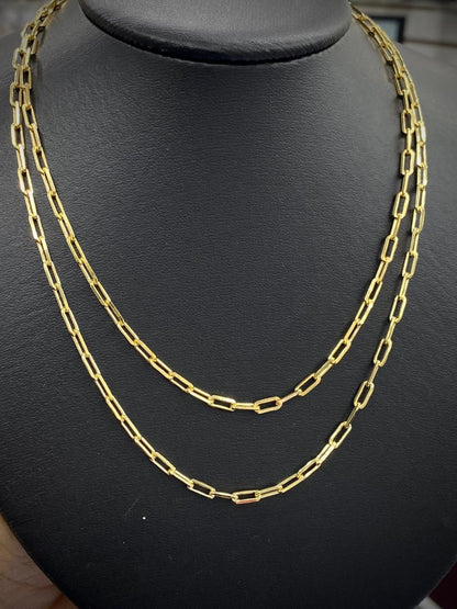 14K Gold Filled Paper Clip Chain Necklace for Women Girls 3.5mm Chocker Stylish