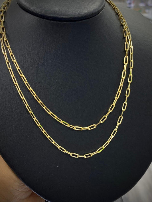 14K Gold Filled Paper Clip Chain Necklace for Women Girls 3.5mm Chocker Stylish