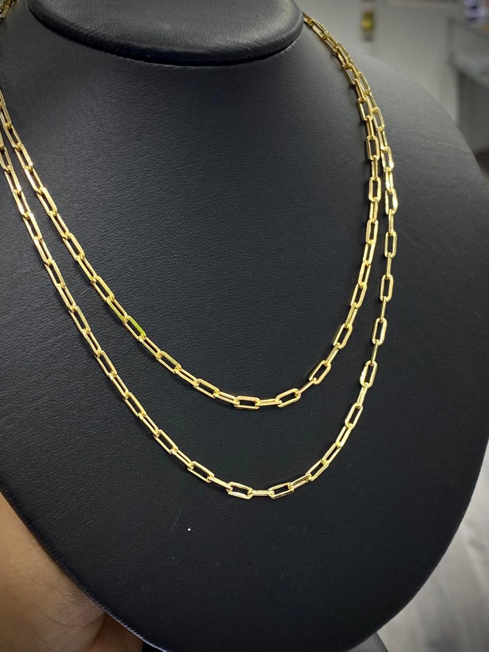 14K Gold Filled Paper Clip Chain Necklace for Women Girls 3.5mm Chocker Stylish