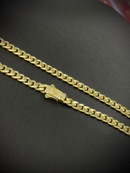 14K Yellow Gold Monaco Anklet Bracelet Womens Box Clasp 10" 5mm CZ Foot Bracelet