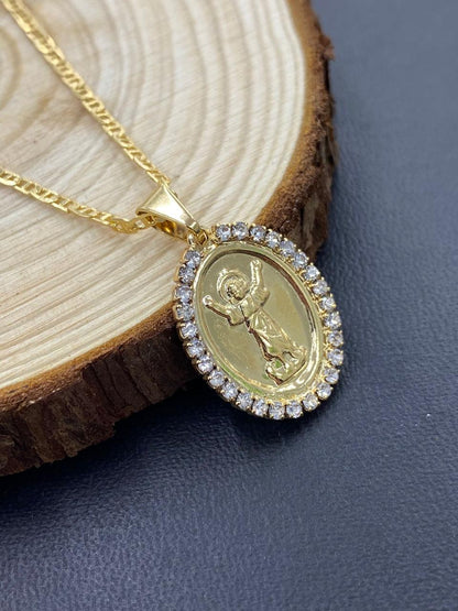 14K Gold Filled Baby Jesus Necklace For Kids Ladies Girls 18"/ Divino Nino Pendant 21x16mm/ Everyday Dainty Pendant/ Cadena del Divino Nino