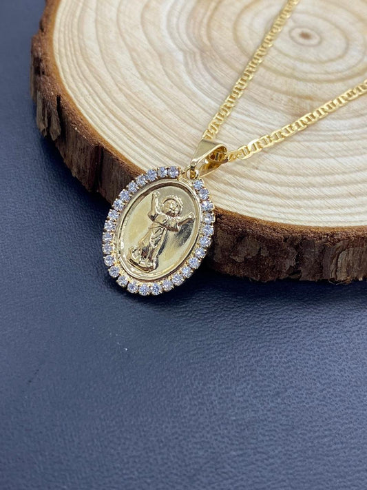 Baby Jesus Necklace Charm Pendant for Womens Ladies 20" 14K Gold Filled Divino Nino