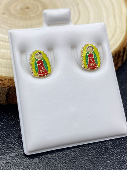 Virgen Guadalupe Aretes Pequeños Screw Back For Kids Baby Gifts Religious