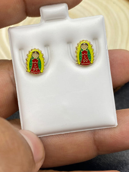 Virgen Guadalupe Aretes Pequeños Screw Back For Kids Baby Gifts Religious