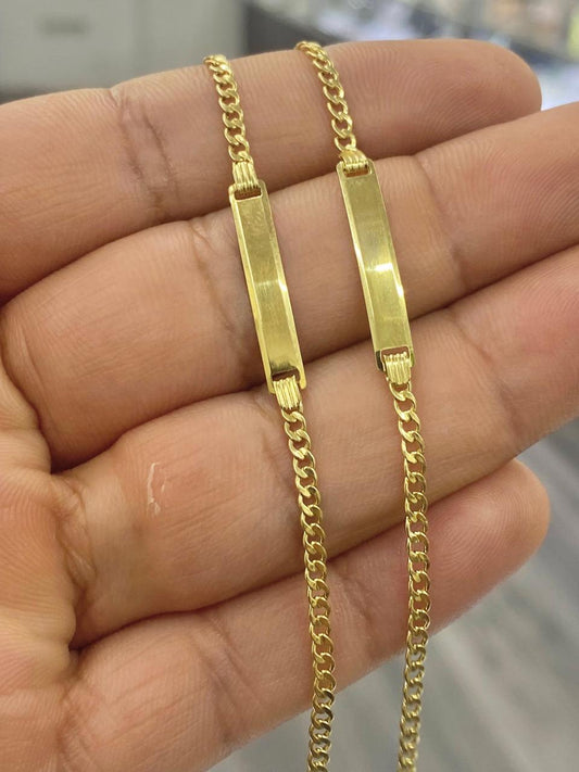 Customize Jewelry Minimalistic Baby ID Bracelet 5.5" 10K Curb Link For Boys Girl