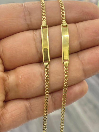 Customize Jewelry Minimalistic Baby ID Bracelet 5.5" 10K Curb Link For Boys Girl