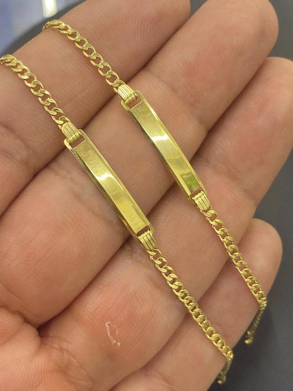 Customize Jewelry Minimalistic Baby ID Bracelet 5.5" 10K Curb Link For Boys Girl