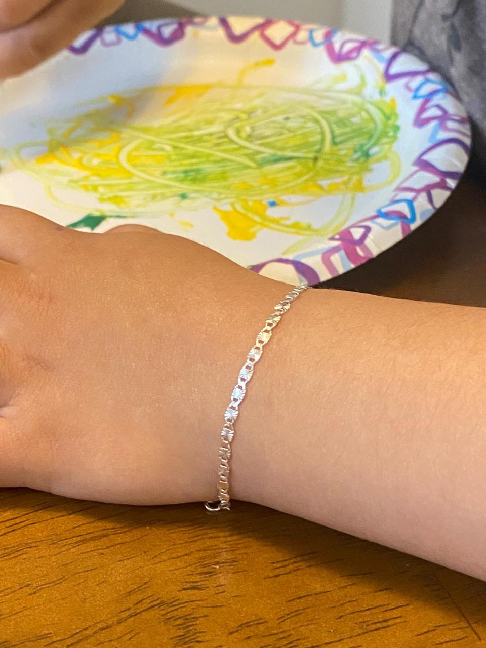 925 Sterling Silver Baby Bracelet, Newborn Baby Childrens Boys Girls Bracelet Valentino Link Kids Jewelry / Pulsera en Plata Pura Para Niños Niñas y Mujer  Valentino Link