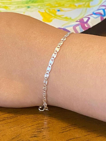 925 Sterling Silver Baby Bracelet, Newborn Baby Childrens Boys Girls Bracelet Valentino Link Kids Jewelry / Pulsera en Plata Pura Para Niños Niñas y Mujer  Valentino Link