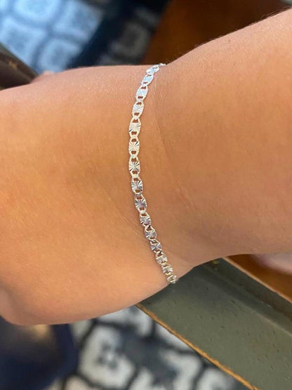 925 Sterling Silver Baby Bracelet, Newborn Baby Childrens Boys Girls Bracelet Valentino Link Kids Jewelry / Pulsera en Plata Pura Para Niños Niñas y Mujer  Valentino Link